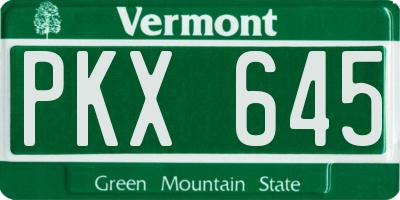 VT license plate PKX645