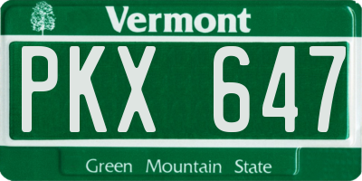 VT license plate PKX647