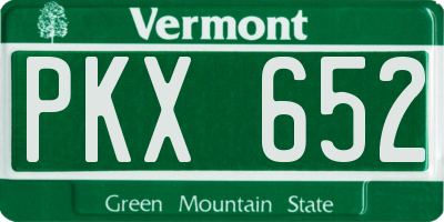 VT license plate PKX652