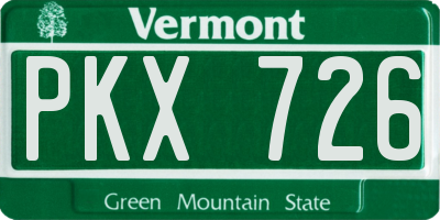VT license plate PKX726