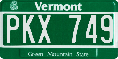 VT license plate PKX749