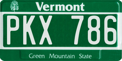 VT license plate PKX786