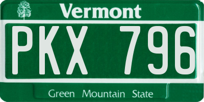 VT license plate PKX796
