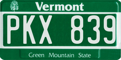 VT license plate PKX839