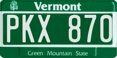 VT license plate PKX870