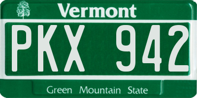 VT license plate PKX942