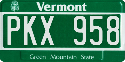 VT license plate PKX958