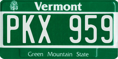 VT license plate PKX959