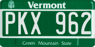 VT license plate PKX962