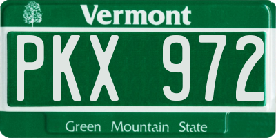 VT license plate PKX972