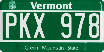 VT license plate PKX978