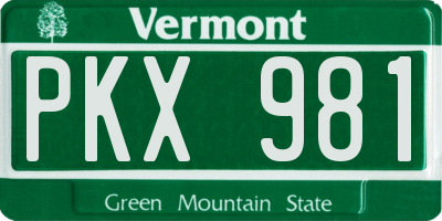 VT license plate PKX981