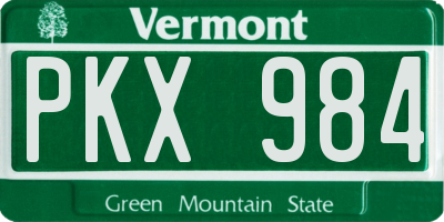 VT license plate PKX984