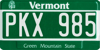 VT license plate PKX985