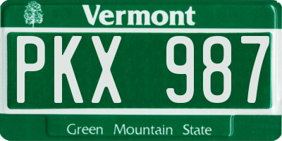 VT license plate PKX987
