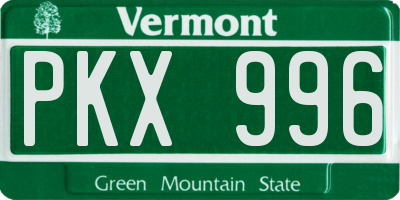 VT license plate PKX996