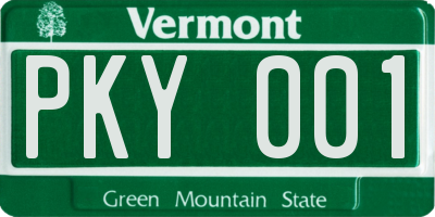 VT license plate PKY001