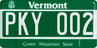 VT license plate PKY002