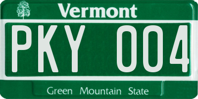 VT license plate PKY004