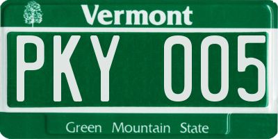 VT license plate PKY005