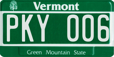 VT license plate PKY006