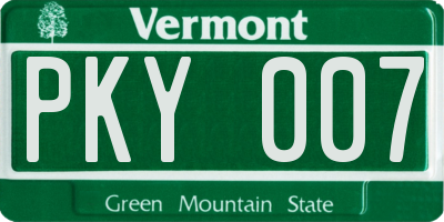 VT license plate PKY007
