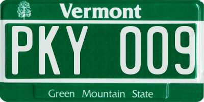 VT license plate PKY009