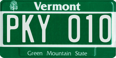 VT license plate PKY010