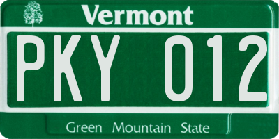 VT license plate PKY012