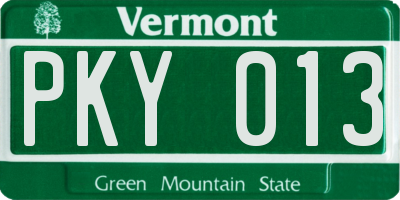 VT license plate PKY013