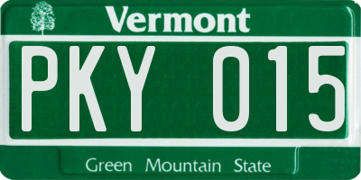 VT license plate PKY015