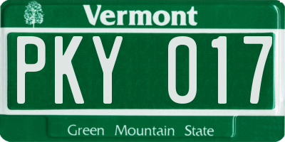 VT license plate PKY017