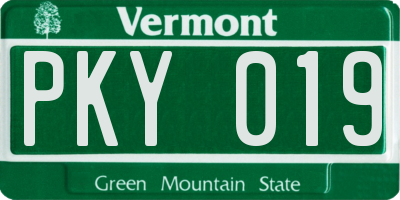 VT license plate PKY019