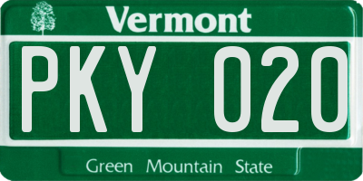 VT license plate PKY020