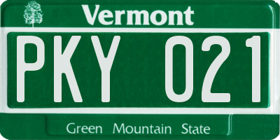 VT license plate PKY021