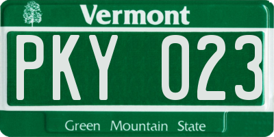 VT license plate PKY023