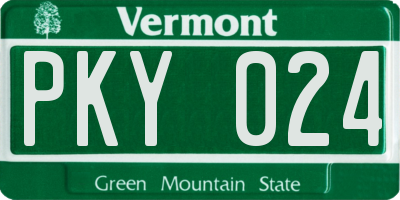 VT license plate PKY024