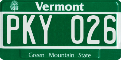 VT license plate PKY026