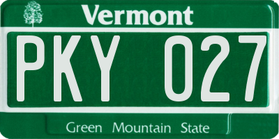 VT license plate PKY027