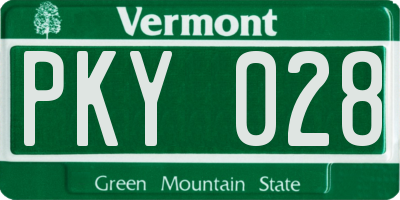 VT license plate PKY028