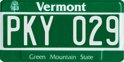 VT license plate PKY029