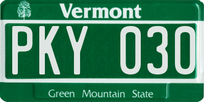 VT license plate PKY030