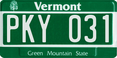 VT license plate PKY031