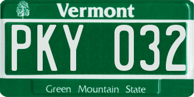 VT license plate PKY032