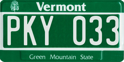 VT license plate PKY033