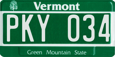 VT license plate PKY034