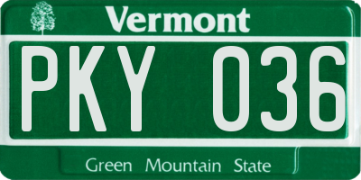 VT license plate PKY036