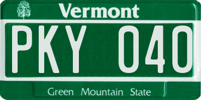 VT license plate PKY040