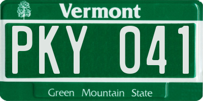 VT license plate PKY041