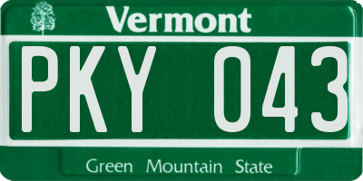 VT license plate PKY043